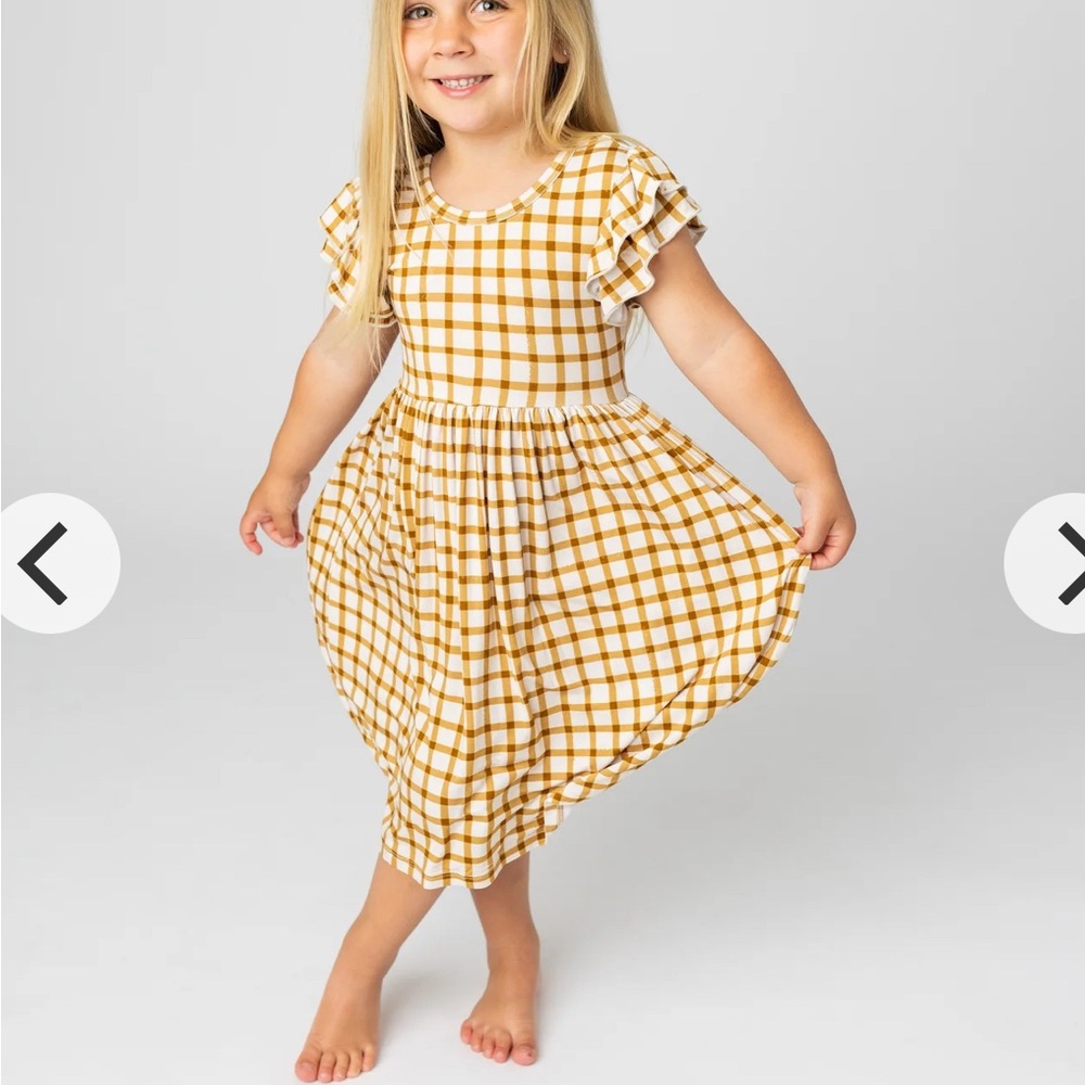Caramel Gingham Bamboo Twirl Dress